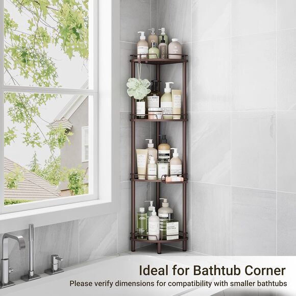 Corner Shower Caddy Standing, Rustproof Metal Shower Organizer w/ Soap Holder - Picture 1 of 2